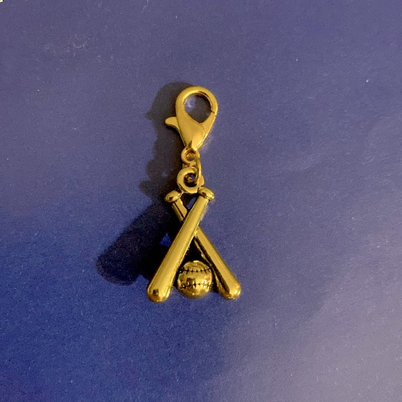 Jewelry - NEW Charm Goldtone Baseball Bats Crossed Sports Clip On Charm
